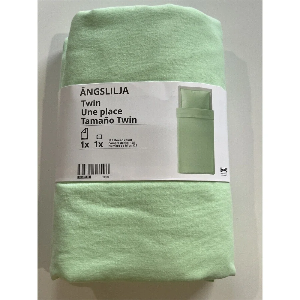 New IKEA ANGSLILJA Twin Duvet Cover with Pillowcase Light Green bed Set